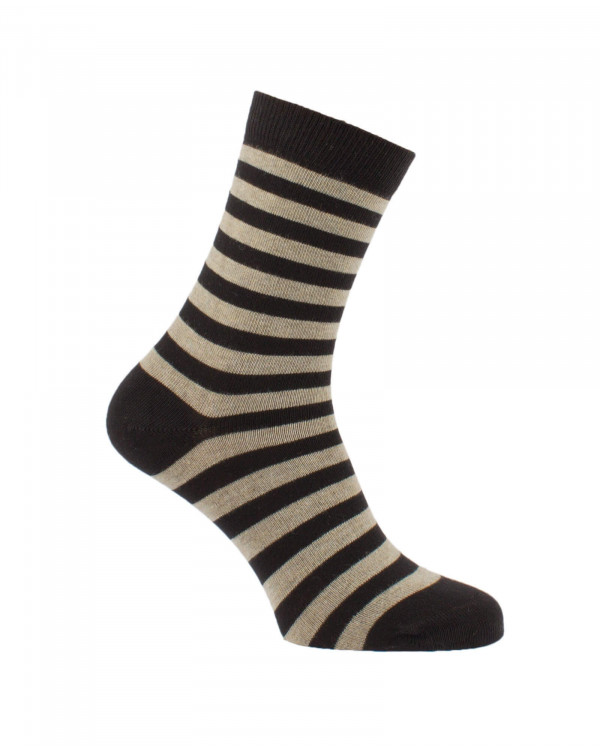 Chaussettes rayures fines noir et beige Chaussettes rayures fines noir et beige