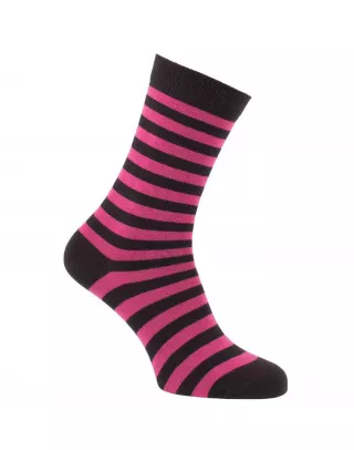 Chaussettes rayures fines noir et fuschia