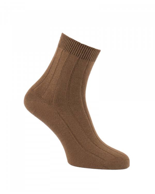Chaussettes unies en coton chocolat Chaussettes unies en coton chocolat