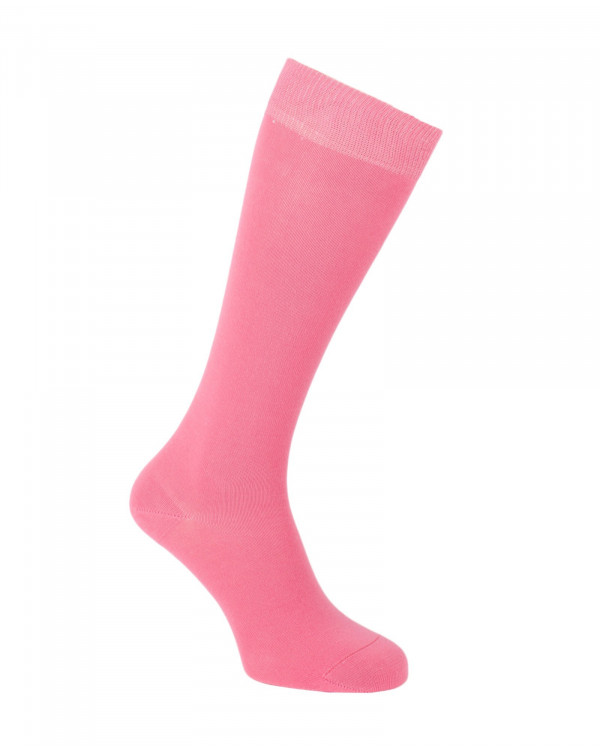 Chaussettes d'équitation unies en coton rose ou rose moyen