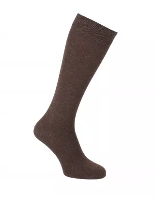 Mi-bas unis en coton brun chiné