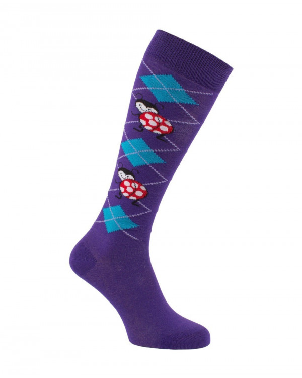 Mi-bas Coccinelles violet turquoise Mi-bas Coccinelles violet turquoise