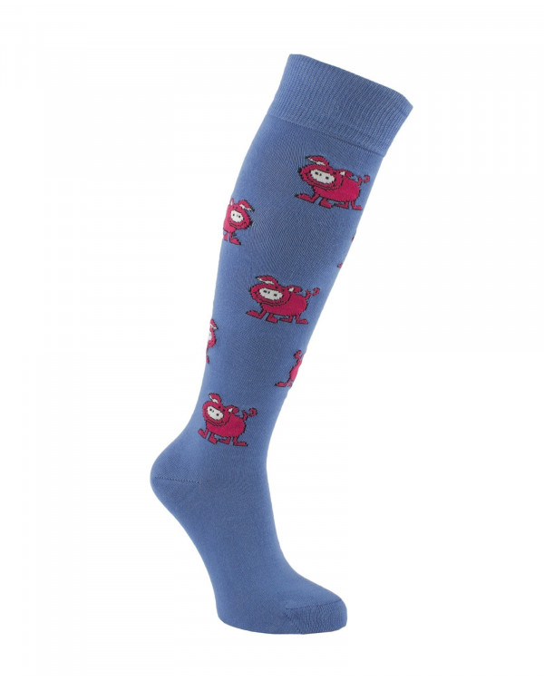 Mi-bas Piggy bleu et fuschia Mi-bas Piggy bleu et fuschia