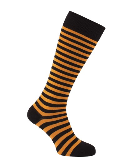 Chaussettes d'équitation à rayures fines noires et orange