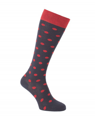 Chaussettes d'équitation à Pois marine et rouge