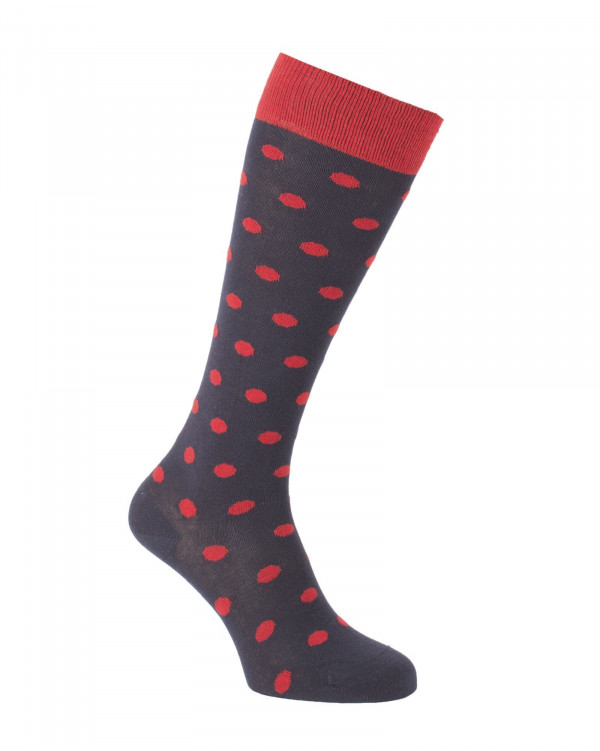 Chaussettes d'équitation à Pois marine et rouge