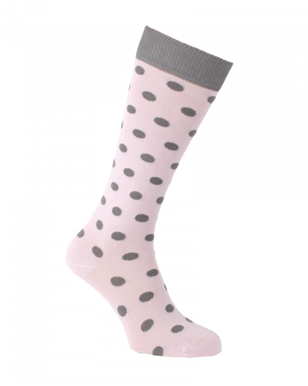 Chaussettes d'équitation à Pois Rose Clair et Gris