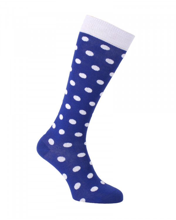 Chaussettes d'équitation à Pois bleu roi et blanc