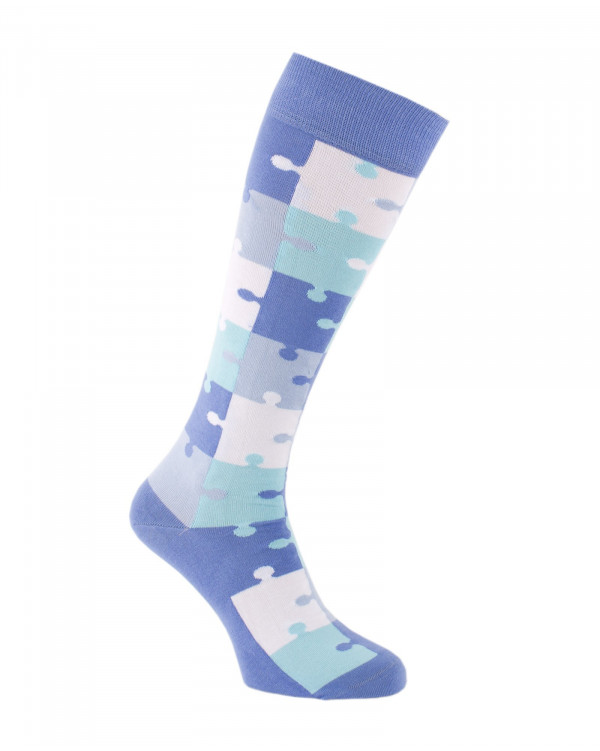 Chaussettes d'équitation Puzzle bleu Chaussettes d'équitation Puzzle bleu