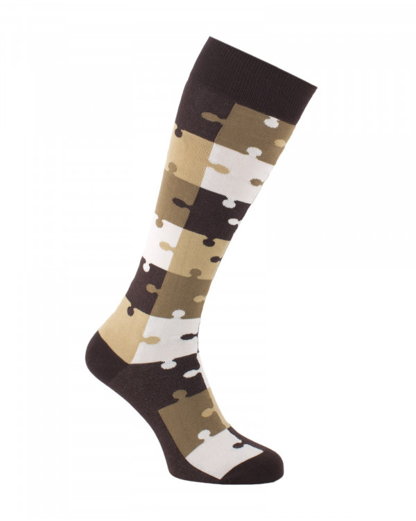 Chaussettes d'équitation Puzzle brun