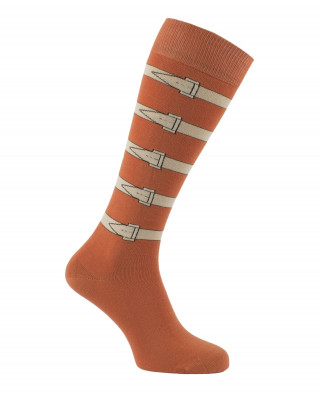 chaussettes d'équitation Brides orange écru