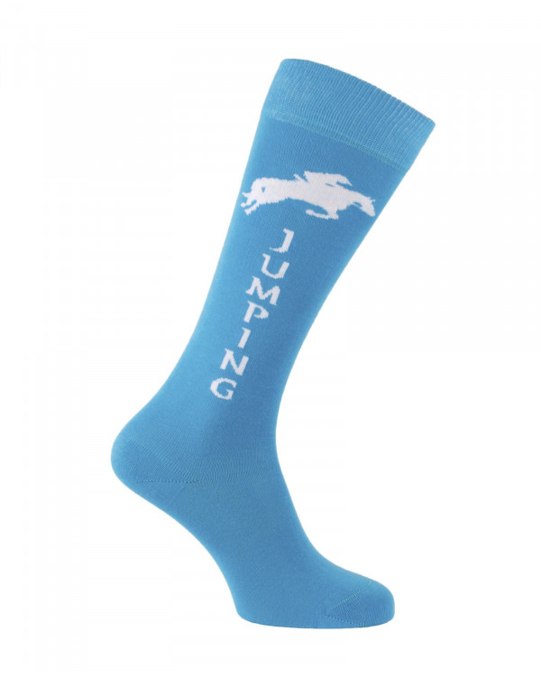 Chaussettes d'équitation Champion Jumping en turquoise et blanc