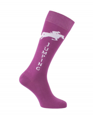 Chaussettes d'équitation Champion Jumping en framboise et blanc