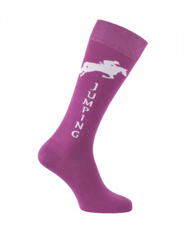 Chaussettes d'équitation Champion Jumping en framboise et blanc
