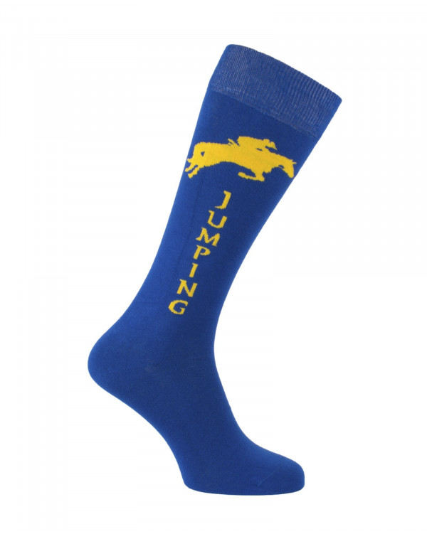 Chaussettes d'équitation Champion Jumping en bleu roi et jaune