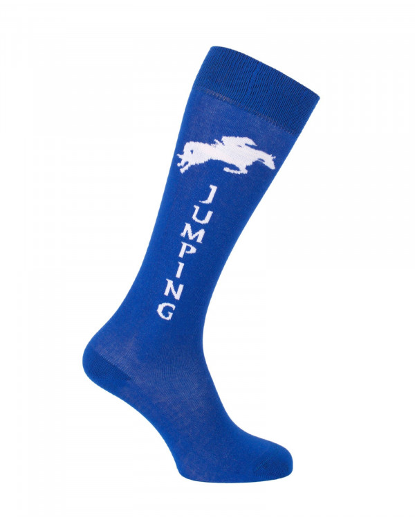 Chaussettes d'équitation Champion Jumping en bleu roi et blanc