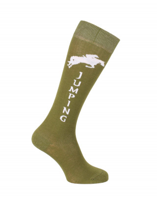 Chaussettes d'équitation Champion Jumping en vert kaki et blanc