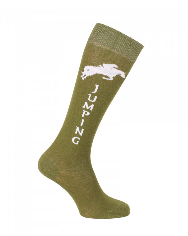 Chaussettes d'équitation Champion Jumping en vert kaki et blanc