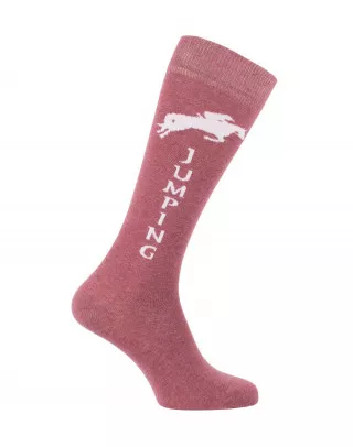 Chaussettes d'équitation Champion Jumping en vieux rose chiné et blanc