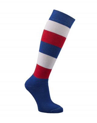Chaussettes d'équitation molletonnées Tricolore en Bleu roi Blanc Rouge