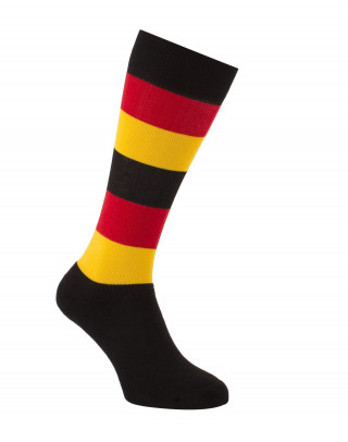 Chaussettes d'équitation molletonnées Tricolore en Noir Rouge Jaune