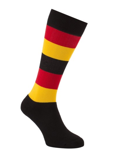 Chaussettes d'équitation molletonnées Tricolore en Noir Rouge Jaune
