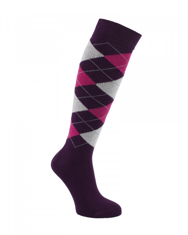 Mi-bas écossais Pop Violet blanc et rose Mi-bas écossais Pop Violet blanc et rose