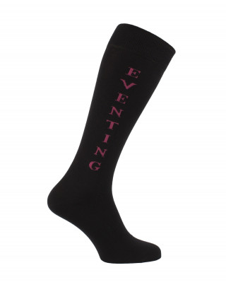 Chaussettes d'équitation Eventing en Noir et Fuchsia