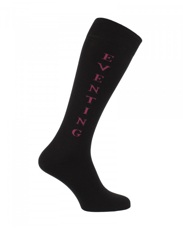 Chaussettes d'équitation Eventing en Noir et Fuchsia