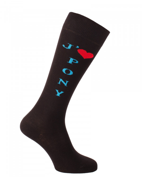 Chaussettes d'équitation J'aime Pony en noir et turquoise