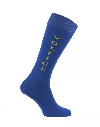 Chaussettes d'équitation Voltige en bleu roi et  jaune