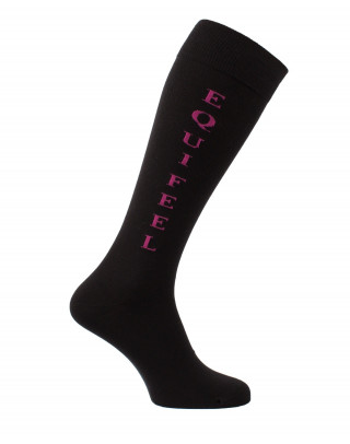 Chaussettes d'équitation Equifeel Noir et rose fuchsia