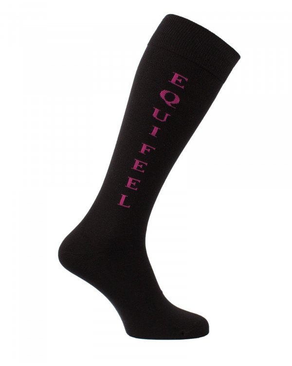 Chaussettes d'équitation Equifeel Noir et rose fuchsia
