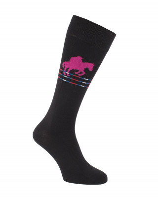 Chaussettes d'équitation Oxer noir et fuchsia