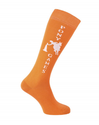 Chaussettes d'équitation Champion Pony Games orange et blanc