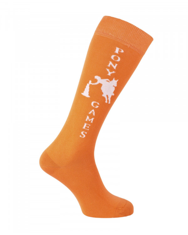 Chaussettes d'équitation Champion Pony Games orange et blanc