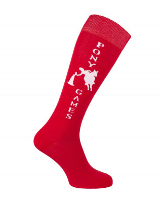 Chaussettes d'équitation Champion Pony Games rouge et blanc