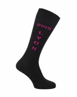 Chaussettes d'équitation Lyon 2015 noir et fuchsia