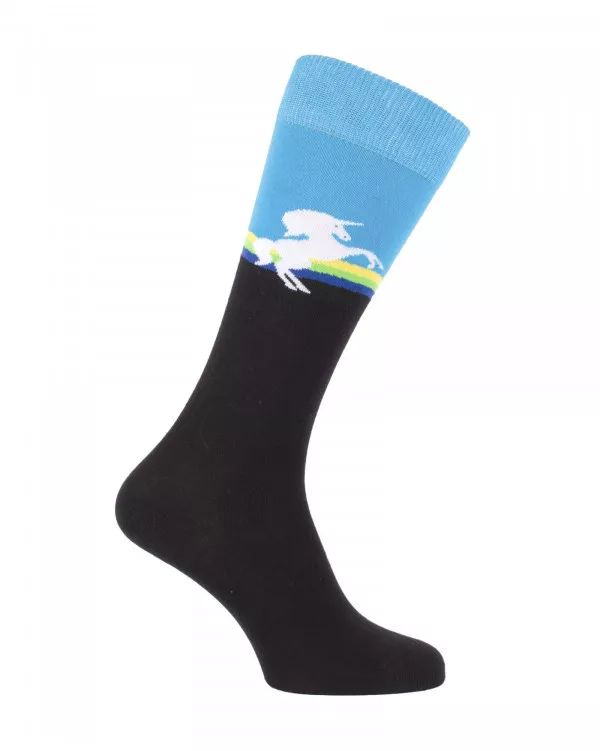 Chaussette d'équitation Licorne Turquoise et Noir