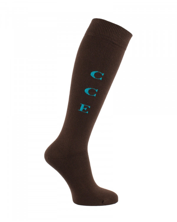 Mi-bas équitation CCE brun et turquoise Mi-bas équitation CCE brun et turquoise
