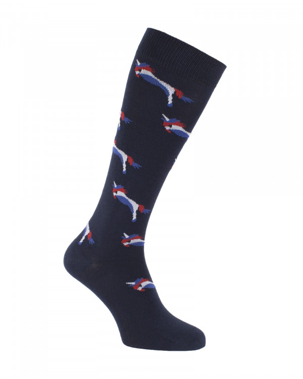Chaussettes équitation Licorne Lilicoco marine bleu blanc rouge