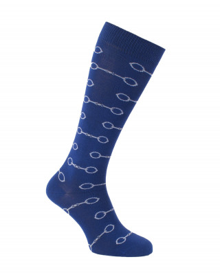 Chaussettes d'équitation Mordicus avec des mors en bleu roi et blanc