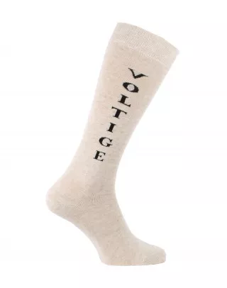 Chaussettes d'équitation Voltige en écru chiné et noir
