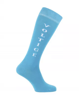 Chaussettes d'équitation Voltige en turquoise et blanc