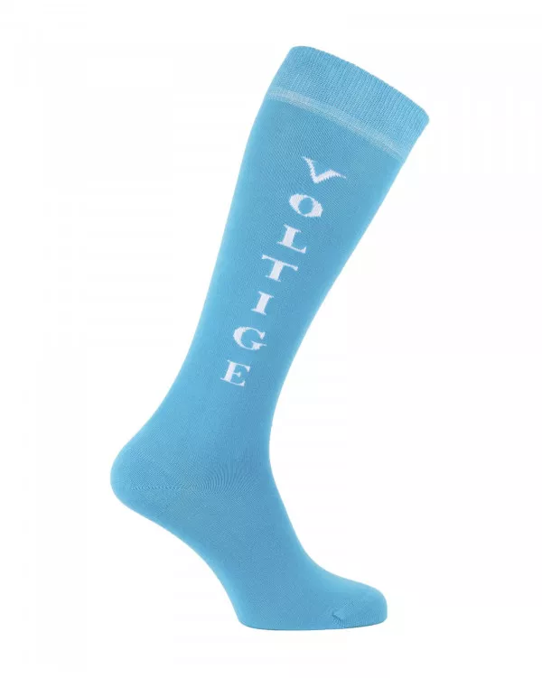 Chaussettes d'équitation Voltige en turquoise et blanc