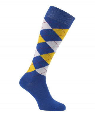 Chaussettes d'équitation à losanges, écossaises, bleu