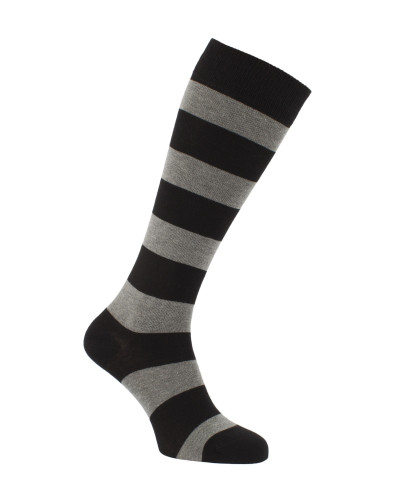 Chaussettes d'équitation à rayures larges en  noir et gris