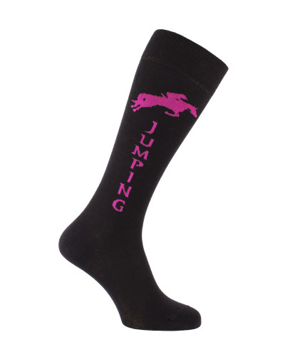 Chaussettes d'équitation Champion Jumping en noir et fuschia