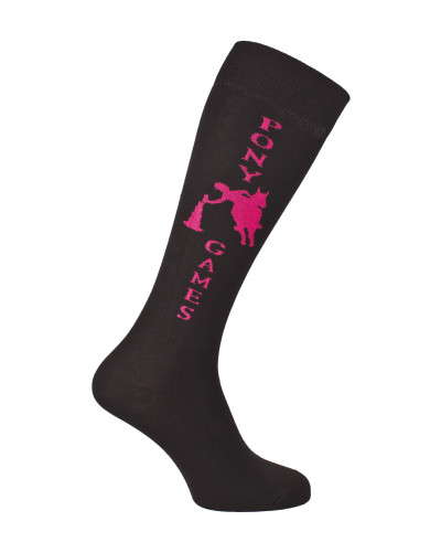 Chaussettes d'équitation Champion Pony Games noir et fuschia
