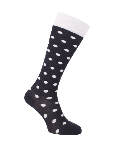 Chaussettes d'équitation à Pois marine et blanc